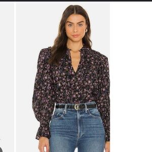 Free People Meant to Be Floral Puff Sleeve Blouse Size Small